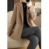 imagechouyatou Womens Winter Wool Coat Double Breasted Business Casual Blazer Jacket Mid Long PeacoatKhaki
