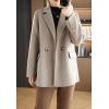 imagechouyatou Womens Winter Wool Coat Double Breasted Business Casual Blazer Jacket Mid Long PeacoatOatmeal