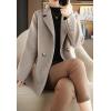 imagechouyatou Womens Winter Wool Coat Double Breasted Business Casual Blazer Jacket Mid Long PeacoatOatmeal