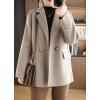 imagechouyatou Womens Winter Wool Coat Double Breasted Business Casual Blazer Jacket Mid Long PeacoatOatmeal