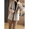 imagechouyatou Womens Winter Wool Coat Double Breasted Business Casual Blazer Jacket Mid Long PeacoatOatmeal