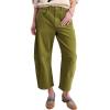 imagechouyatou Womens High Waisted Baggy Crop Corduroy Pants 2025 Fall Casual Barrel Harem Pants TrousersGreen