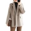 imagechouyatou Womens Winter Wool Coat Double Breasted Business Casual Blazer Jacket Mid Long PeacoatOatmeal