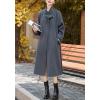 imagechouyatou Womens 2025 Elegant Fall Winter Wool Coat Business Casual Midi Long Belted Pea Coat OvercoatGrey