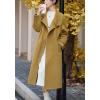 imagechouyatou Womens 2025 Elegant Fall Winter Wool Coat Business Casual Midi Long Belted Pea Coat OvercoatYellow