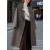 imagechouyatou Womens Winter Herringbone Stripe Long Wool Coat Double Breasted Dressy Casual Trench Coat OvercoatBrown