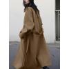 imagechouyatou Womens Winter Hidden Single Breasted Wool Coat Raglan Sleeve Business Long Wool OvercoatBrown