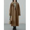 imagechouyatou Womens Winter Hidden Single Breasted Wool Coat Raglan Sleeve Business Long Wool OvercoatBrown
