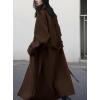imagechouyatou Womens Winter Hidden Single Breasted Wool Coat Raglan Sleeve Business Long Wool OvercoatCoffee