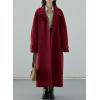 imagechouyatou Womens Winter Hidden Single Breasted Wool Coat Raglan Sleeve Business Long Wool OvercoatRed