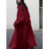 imagechouyatou Womens Winter Hidden Single Breasted Wool Coat Raglan Sleeve Business Long Wool OvercoatRed