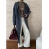imagechouyatou Womens Winter Open Front Belted Wool Coat Casual Loose Hooded Midi Long Winter Pea CoatDark Grey