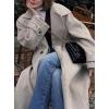 imagechouyatou Womens Winter Single Breasted Wool Coat Turn Down Collar Business Casual Long Winter Pea CoatLight Khaki