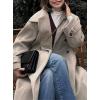 imagechouyatou Womens Winter Single Breasted Wool Coat Turn Down Collar Business Casual Long Winter Pea CoatLight Khaki