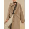 imagechouyatou Womens Winter Single Breasted Wool Coat Turn Down Lapel Collar Button Down Long Trench CoatCamel