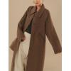 imagechouyatou Womens Winter Single Breasted Wool Coat Turn Down Lapel Collar Button Down Long Trench CoatCoffee