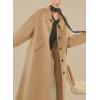 imagechouyatou Womens Winter Single Breasted Wool Coat Turn Down Lapel Collar Button Down Long Trench CoatKhaki