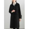 imagechouyatou Womens Winter Wool Trench Coat Button Down Business Casual Turn Down Collar Midi Long OvercoatBlack