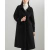 imagechouyatou Womens Winter Wool Trench Coat Button Down Business Casual Turn Down Collar Midi Long OvercoatBlack