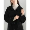 imagechouyatou Womens Winter Wool Trench Coat Button Down Business Casual Turn Down Collar Midi Long OvercoatBlack