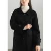 imagechouyatou Womens Winter Wool Trench Coat Button Down Business Casual Turn Down Collar Midi Long OvercoatBlack
