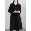 imagechouyatou Womens Winter Wool Trench Coat Button Down Business Casual Turn Down Collar Midi Long OvercoatBlack