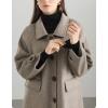 imagechouyatou Womens Winter Wool Trench Coat Button Down Business Casual Turn Down Collar Midi Long OvercoatGrey