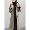 imagechouyatou Womens Winter Wool Trench Coat Button Down Business Casual Turn Down Collar Midi Long OvercoatGrey