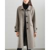 imagechouyatou Womens Winter Wool Trench Coat Button Down Business Casual Turn Down Collar Midi Long OvercoatGrey