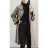 imagechouyatou Womens Winter Wool Trench Coat Button Down Business Casual Turn Down Collar Midi Long OvercoatGrey