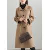 imagechouyatou Womens Winter Wool Trench Coat Button Down Business Casual Turn Down Collar Midi Long OvercoatLight Brown