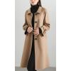 imagechouyatou Womens Winter Wool Trench Coat Button Down Business Casual Turn Down Collar Midi Long OvercoatLight Brown