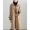 imagechouyatou Womens Winter Wool Trench Coat Button Down Business Casual Turn Down Collar Midi Long OvercoatLight Brown