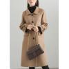 imagechouyatou Womens Winter Wool Trench Coat Button Down Business Casual Turn Down Collar Midi Long OvercoatLight Brown