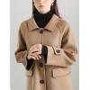 imagechouyatou Womens Winter Wool Trench Coat Button Down Business Casual Turn Down Collar Midi Long OvercoatLight Brown