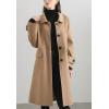 imagechouyatou Womens Winter Wool Trench Coat Button Down Business Casual Turn Down Collar Midi Long OvercoatLight Brown