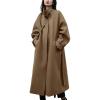 imagechouyatou Womens Winter Hidden Single Breasted Wool Coat Raglan Sleeve Business Long Wool OvercoatBrown