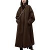 imagechouyatou Womens Winter Hidden Single Breasted Wool Coat Raglan Sleeve Business Long Wool OvercoatCoffee