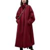 imagechouyatou Womens Winter Hidden Single Breasted Wool Coat Raglan Sleeve Business Long Wool OvercoatRed