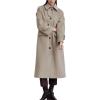 imagechouyatou Womens Winter Single Breasted Wool Coat Turn Down Collar Business Casual Long Winter Pea CoatLight Khaki