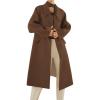 imagechouyatou Womens Winter Single Breasted Wool Coat Turn Down Lapel Collar Button Down Long Trench CoatCoffee