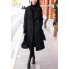 imagechouyatou Womens Winter Belted Wool Coat Double Breasted Midi Long Casual Trench Dressy PeacoatBlack