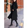 imagechouyatou Womens Winter Belted Wool Coat Double Breasted Midi Long Casual Trench Dressy PeacoatBlack