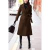imagechouyatou Womens Winter Belted Wool Coat Double Breasted Midi Long Casual Trench Dressy PeacoatCoffee