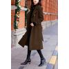 imagechouyatou Womens Winter Belted Wool Coat Double Breasted Midi Long Casual Trench Dressy PeacoatCoffee
