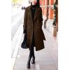 imagechouyatou Womens Winter Belted Wool Coat Double Breasted Midi Long Casual Trench Dressy PeacoatCoffee