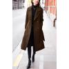 imagechouyatou Womens Winter Belted Wool Coat Double Breasted Midi Long Casual Trench Dressy PeacoatCoffee