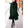 imagechouyatou Womens Winter Belted Wool Coat Double Breasted Midi Long Casual Trench Dressy PeacoatGreen