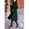 imagechouyatou Womens Winter Belted Wool Coat Double Breasted Midi Long Casual Trench Dressy PeacoatGreen