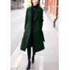 imagechouyatou Womens Winter Belted Wool Coat Double Breasted Midi Long Casual Trench Dressy PeacoatGreen